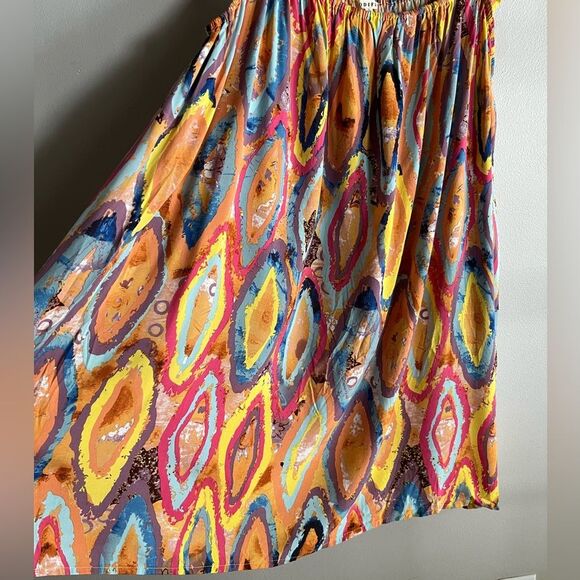 Jodifl Multicolor Abstract Print Ruffle Strap Boho Mini Dress Size Large - Picture 4 of 6